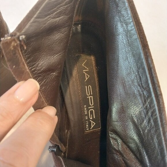 Via Spiga Booties Womens 8.5 M Brown Suede Block Heel Ankle Boots Made in Italy. - Picture 8 of 10